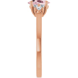 14K Rose Natural Pink Morganite & 1/5 CTW Natural Diamond Ring