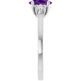14K White Gold Natural Amethyst & 1/6 CTW Lab-Grown Diamond Ring