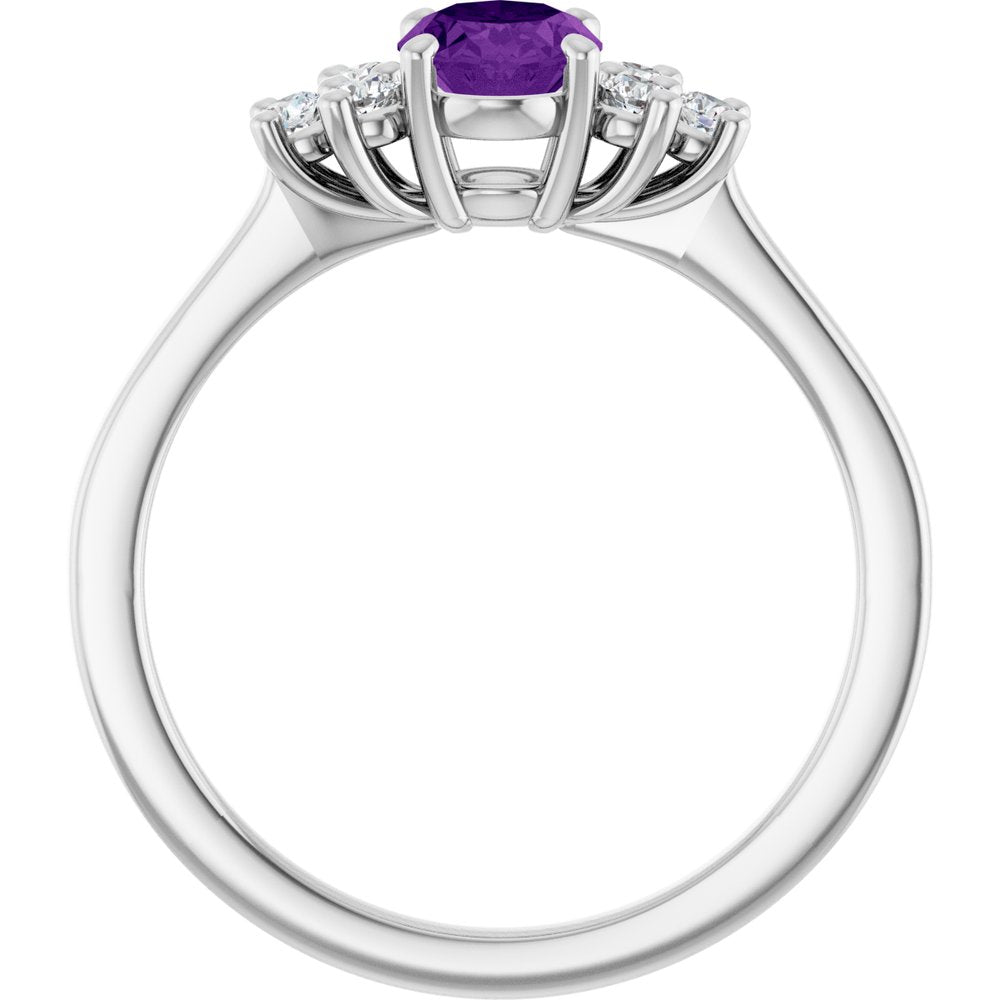 14K White Gold Natural Amethyst & 1/6 CTW Lab-Grown Diamond Ring