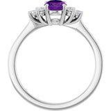14K White Gold Natural Amethyst & 1/6 CTW Lab-Grown Diamond Ring