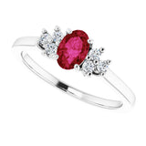 14K White Natural Ruby & 1/8 CTW Natural Diamond Ring