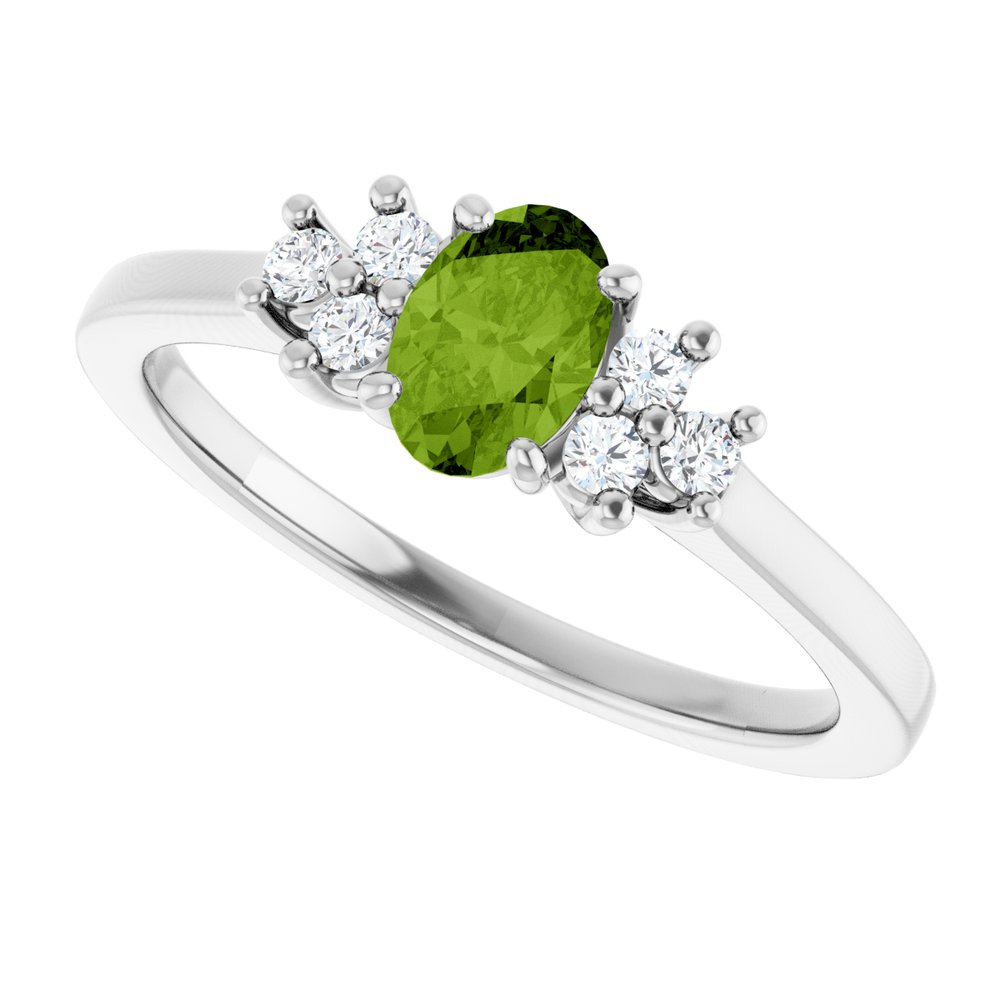 Sterling Silver Natural Peridot & 1/8 CTW Lab-Grown Diamond Ring