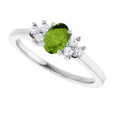 Sterling Silver Natural Peridot & 1/8 CTW Lab-Grown Diamond Ring