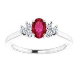 14K White Natural Ruby & 1/8 CTW Natural Diamond Ring