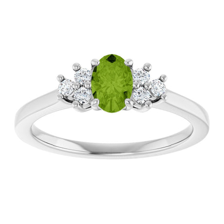 Sterling Silver Natural Peridot & 1/8 CTW Lab-Grown Diamond Ring