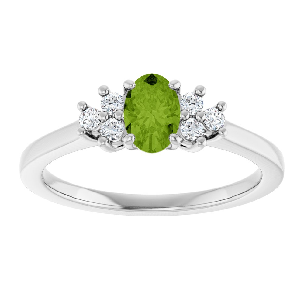Sterling Silver Natural Peridot & 1/8 CTW Lab-Grown Diamond Ring