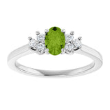 Sterling Silver Natural Peridot & 1/8 CTW Lab-Grown Diamond Ring