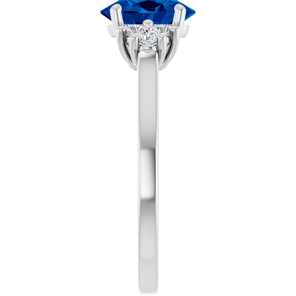 14K White Gold Lab-Grown Blue Sapphire & 1/6 CTW Lab-Grown Diamond Ring