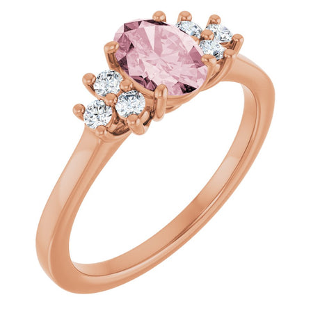 14K Rose Natural Pink Morganite & 1/5 CTW Natural Diamond Ring