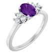 14K White Gold Natural Amethyst & 1/6 CTW Lab-Grown Diamond Ring