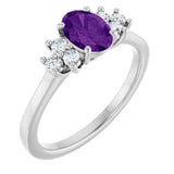 14K White Gold Natural Amethyst & 1/6 CTW Lab-Grown Diamond Ring