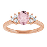 14K Rose Natural Pink Morganite & 1/5 CTW Natural Diamond Ring