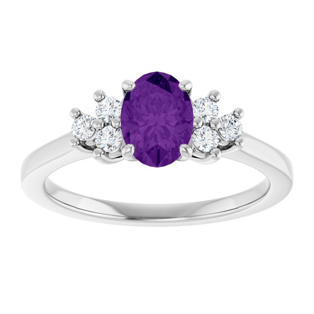 14K White Gold Natural Amethyst & 1/6 CTW Lab-Grown Diamond Ring