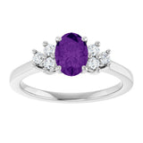 14K White Gold Natural Amethyst & 1/6 CTW Lab-Grown Diamond Ring