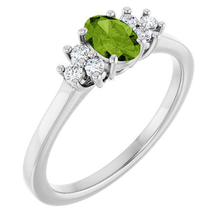 Sterling Silver Natural Peridot & 1/8 CTW Lab-Grown Diamond Ring