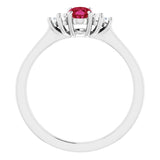 14K White Natural Ruby & 1/8 CTW Natural Diamond Ring