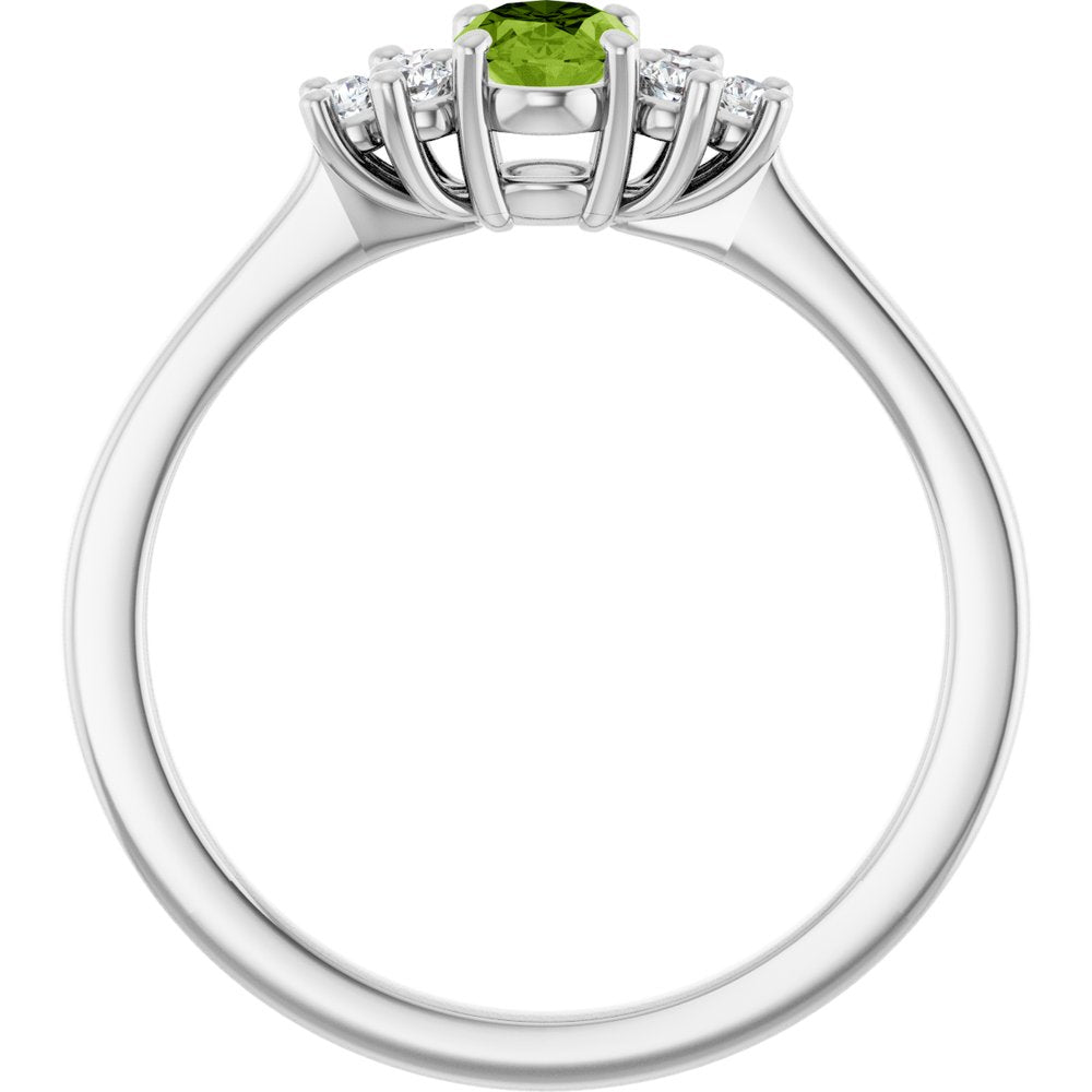 Sterling Silver Natural Peridot & 1/8 CTW Lab-Grown Diamond Ring