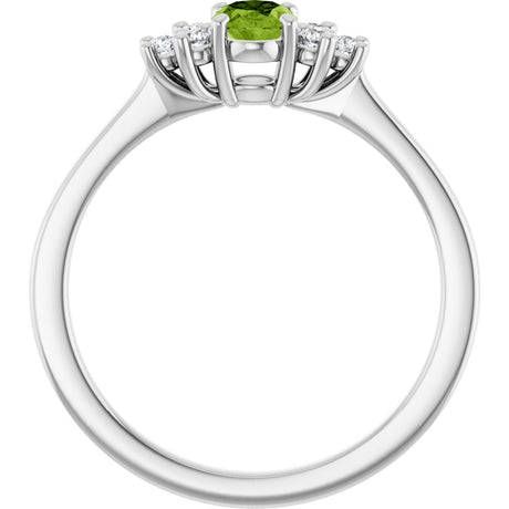 Sterling Silver Natural Peridot & 1/8 CTW Lab-Grown Diamond Ring