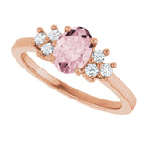 14K Rose Natural Pink Morganite & 1/5 CTW Natural Diamond Ring