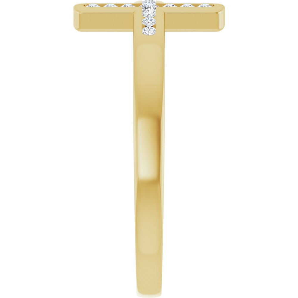 14K Yellow 1/10 CTW Natural Diamond Sideways Cross Ring