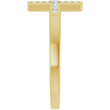 14K Yellow 1/10 CTW Natural Diamond Sideways Cross Ring