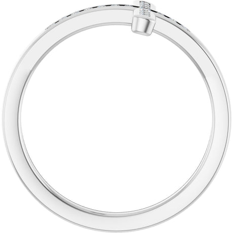 14K White .08 CTW Natural Diamond Sideways Cross Ring