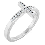 14K White Gold .08 CTW Natural Diamond Sideways Cross Ring
