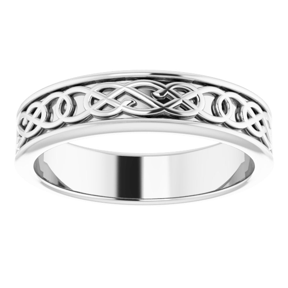 14K White Gold 5 mm Celtic-Inspired Flat Band Size 8.5
