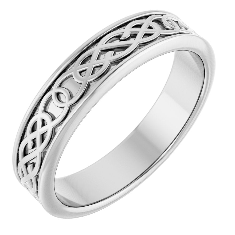 14K White 7 mm Celtic-Inspired Band Size 8.5