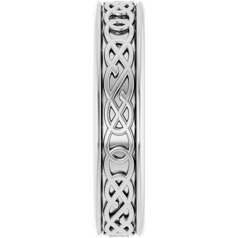 14K White 7 mm Celtic-Inspired Band