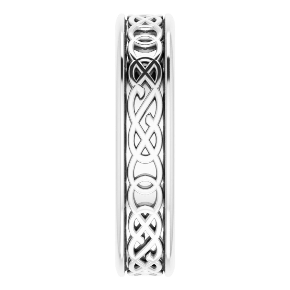 Platinum 5 mm Celtic-Inspired Flat Band Size 9