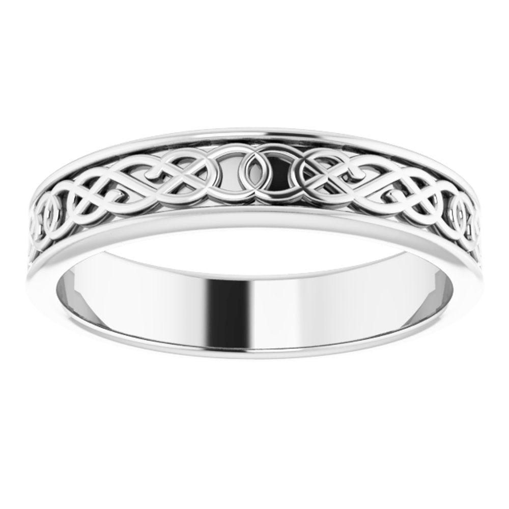 14K White Gold 5 mm Celtic-Inspired Flat Band Size 10.5