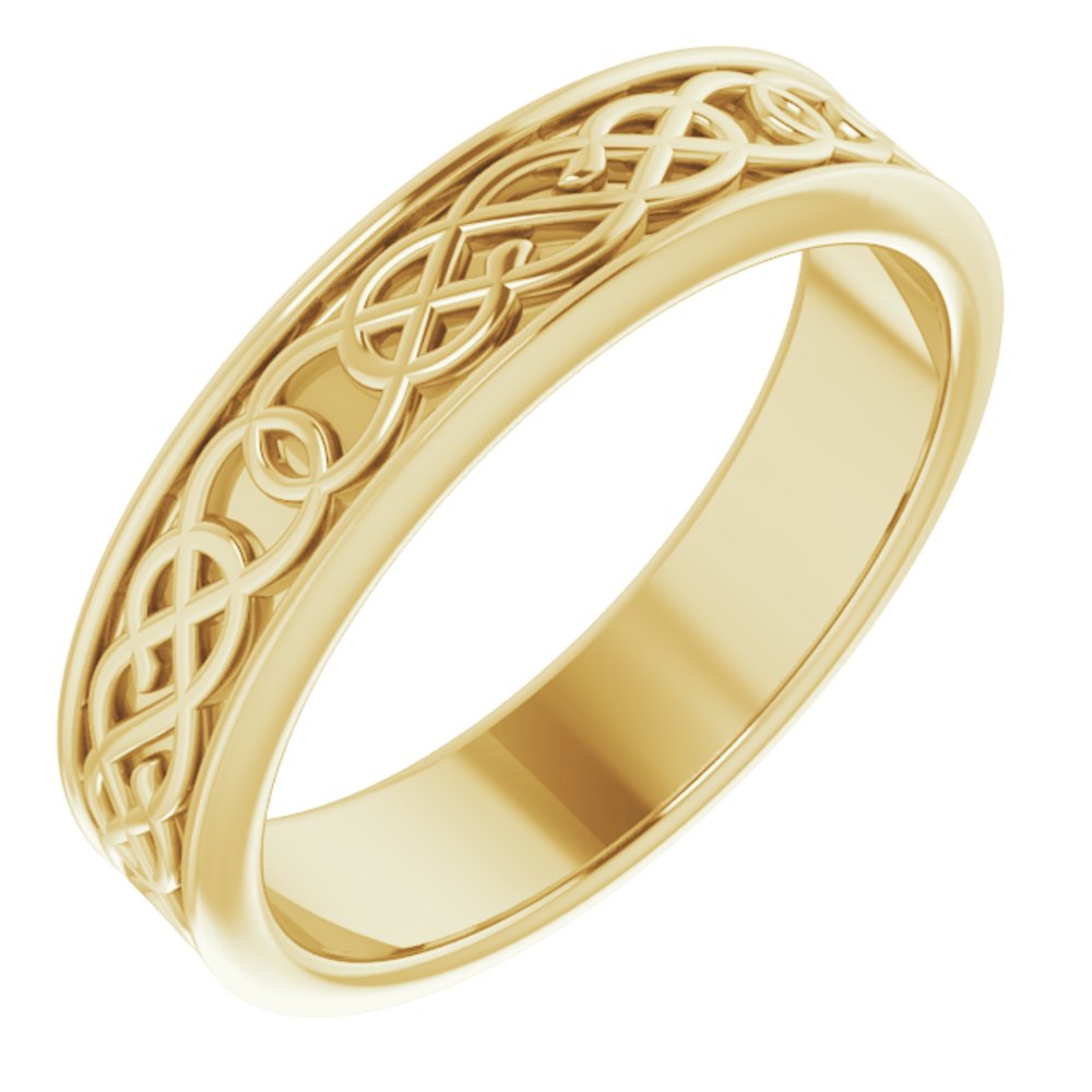14K Yellow Gold 5 mm Celtic-Inspired Flat Band Size 8.5