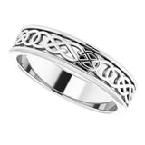 14K White Gold 5 mm Celtic-Inspired Flat Band Size 8.5
