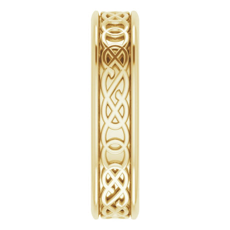 14K Yellow Gold 5 mm Celtic-Inspired Flat Band Size 8.5