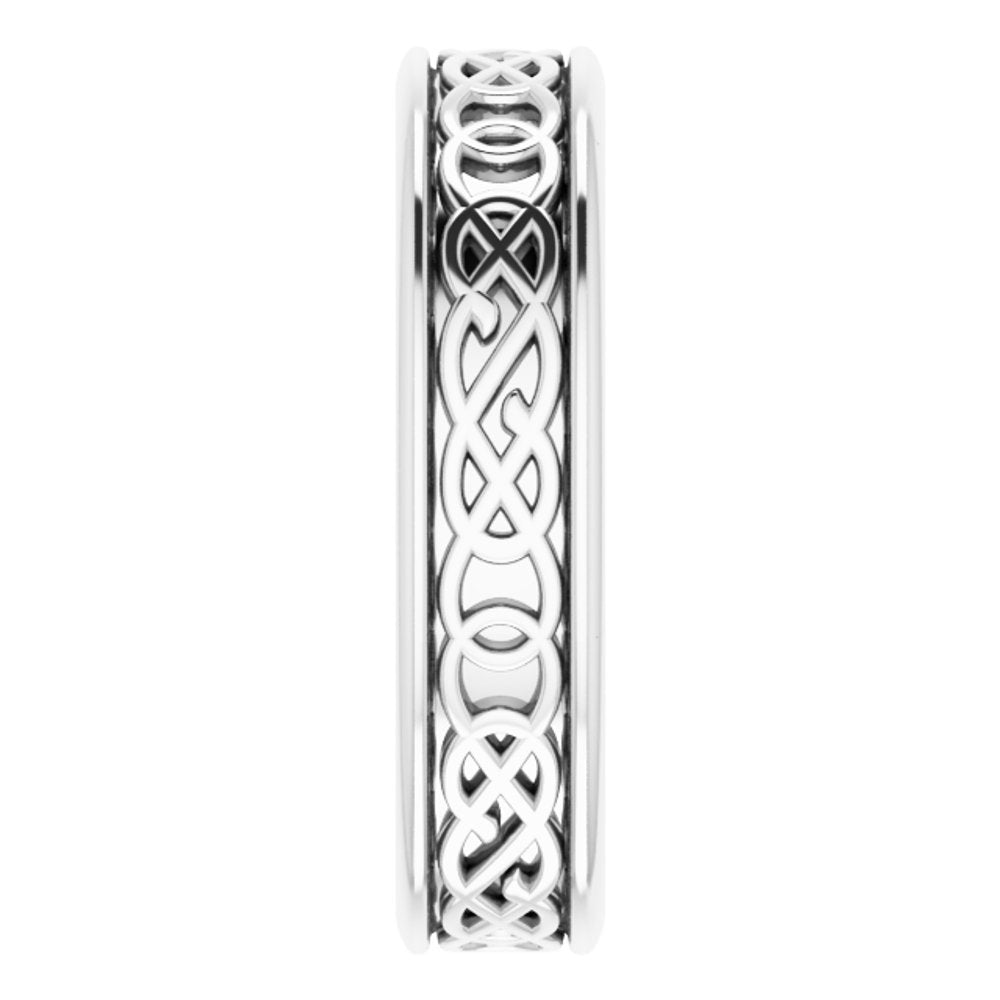 14K White Gold 5 mm Celtic-Inspired Flat Band Size 8.5