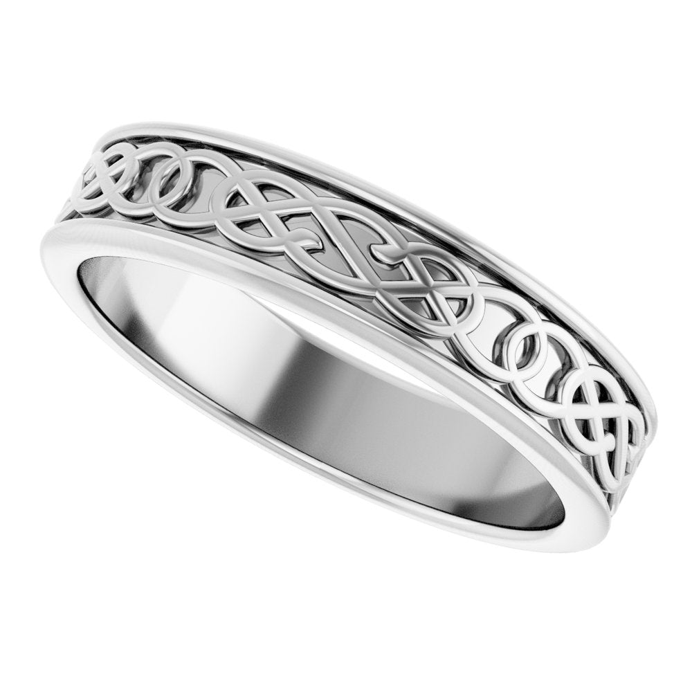 14K White 7 mm Celtic-Inspired Band