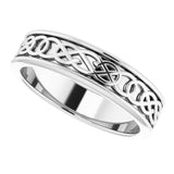 Sterling Silver 5 mm Celtic-Inspired Flat Band Size 7.5