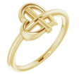 14K Yellow Gold Heart Cross Ring 