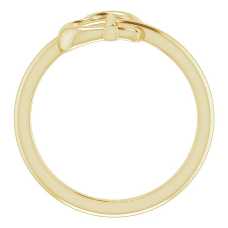 14K Yellow Heart Cross Ring