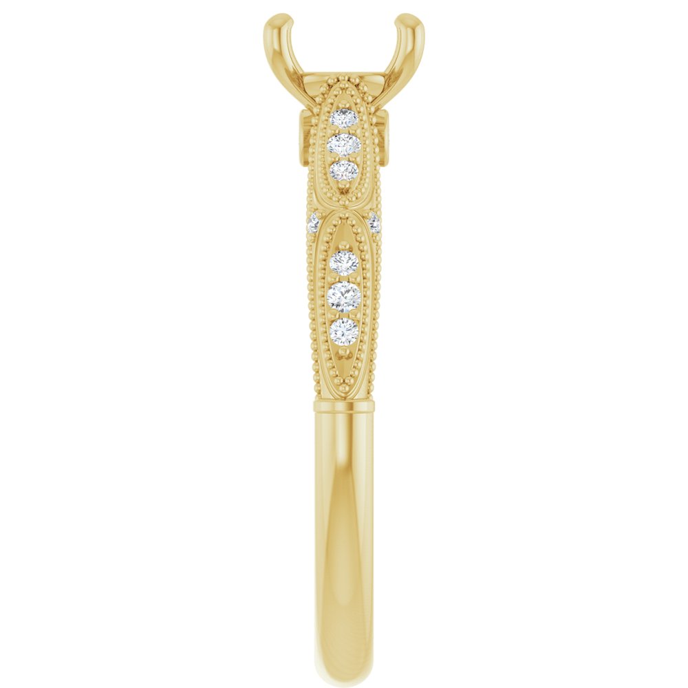 14K Yellow 6.5 mm Round 1/10 CTW Lab-Grown Diamond Semi-Set Engagement Ring