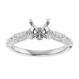 14K White 6.5 mm Round 1/10 CTW Lab-Grown Diamond Semi-Set Engagement Ring