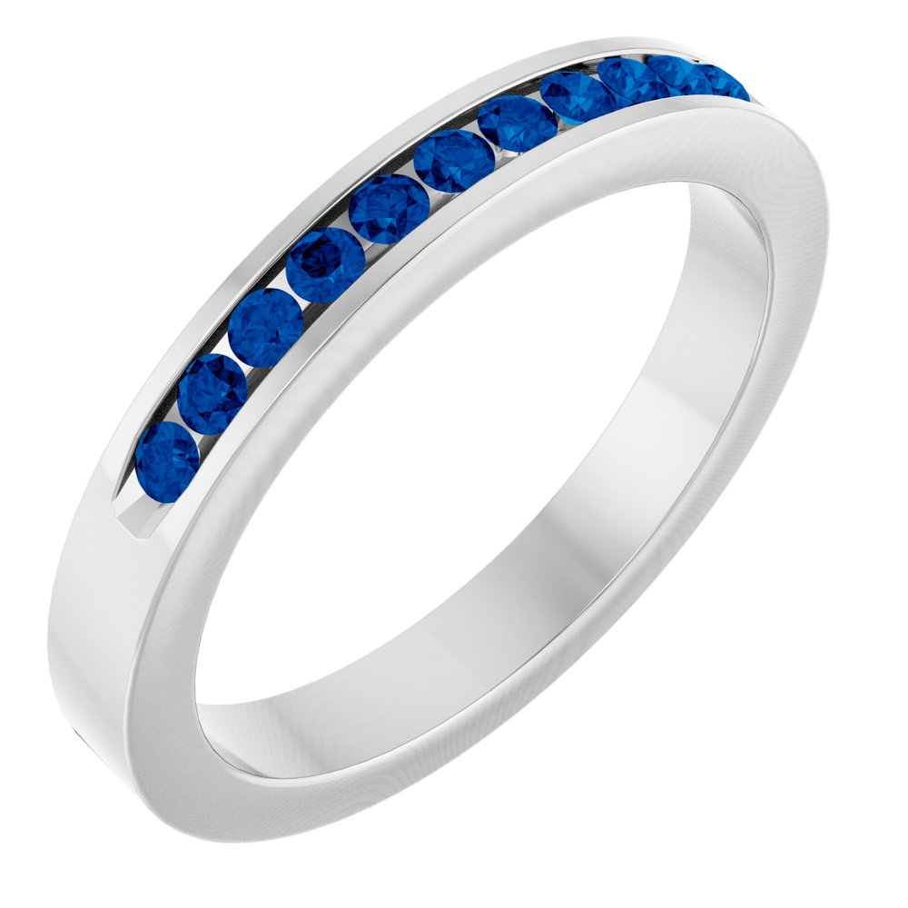 Platinum Natural Blue Sapphire Anniversary Band Size 7