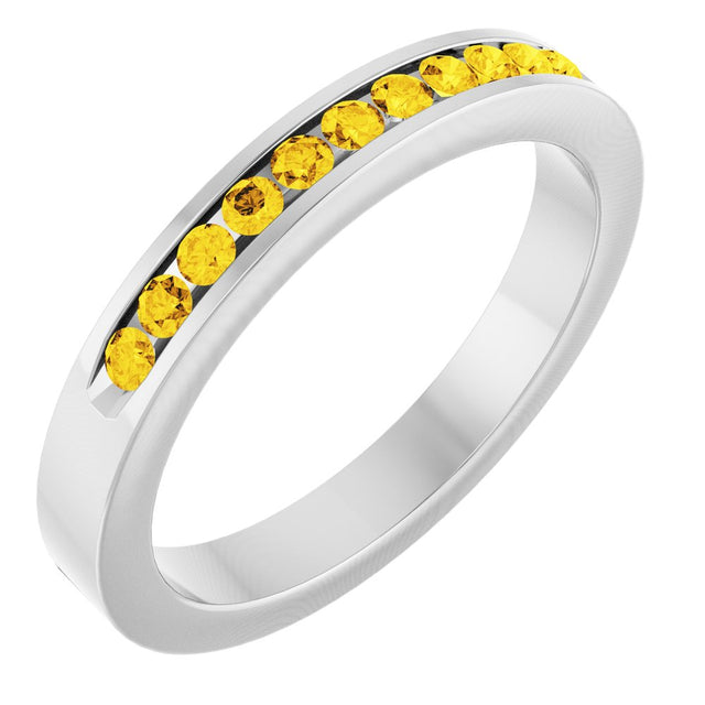 Platinum Natural Yellow Sapphire Anniversary Band Size 6