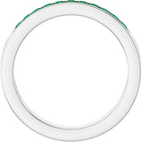 14K White Gold Natural Emerald Anniversary Band Size 7