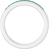 14K White Gold Natural Emerald Anniversary Band Size 7