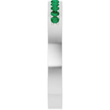 14K White Gold Natural Emerald Anniversary Band Size 7