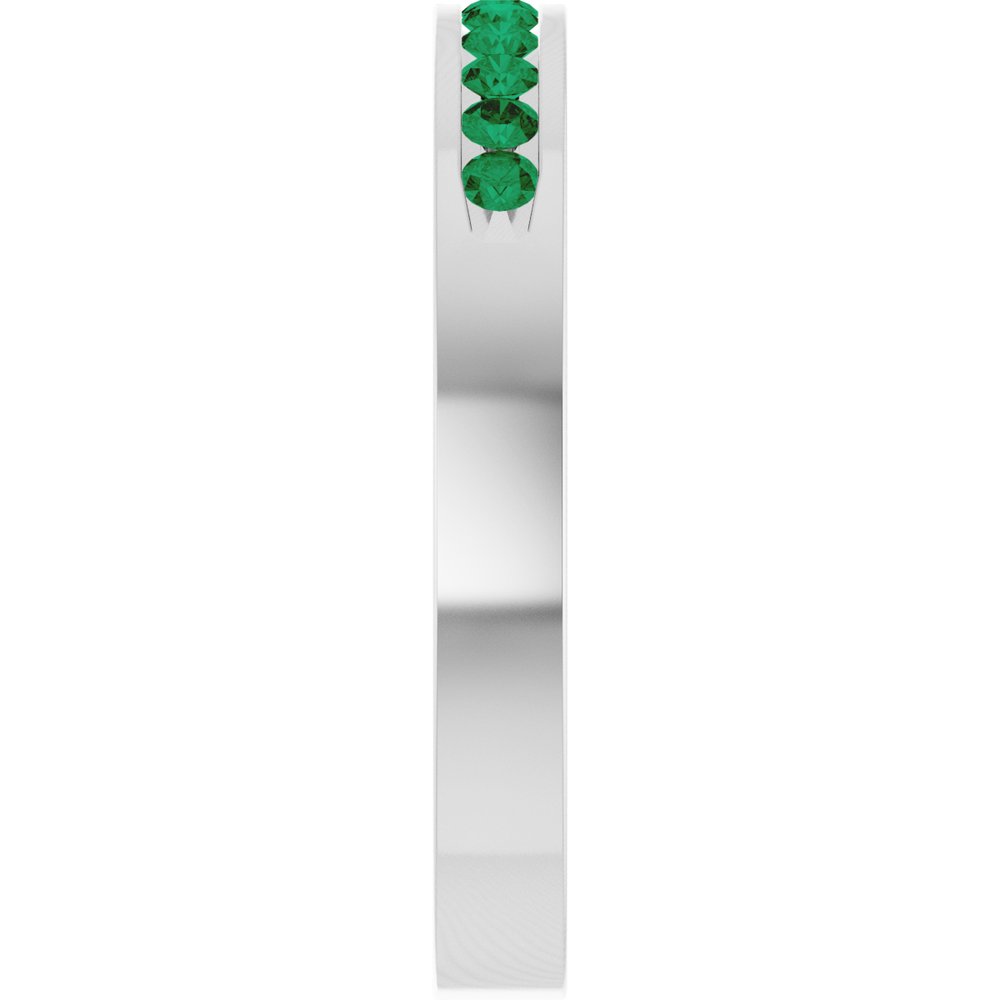 14K White Gold Natural Emerald Anniversary Band Size 7