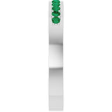 14K White Gold Natural Emerald Anniversary Band Size 7