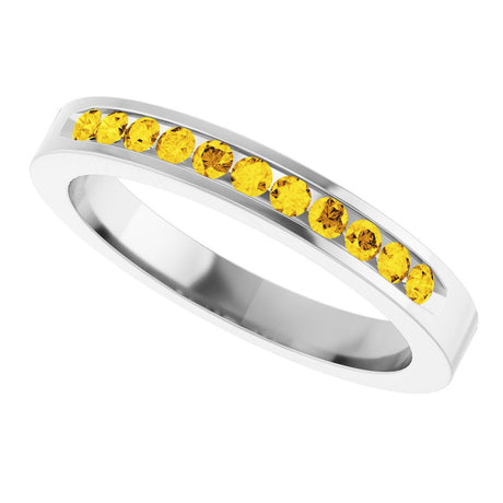 Platinum Natural Yellow Sapphire Anniversary Band Size 6